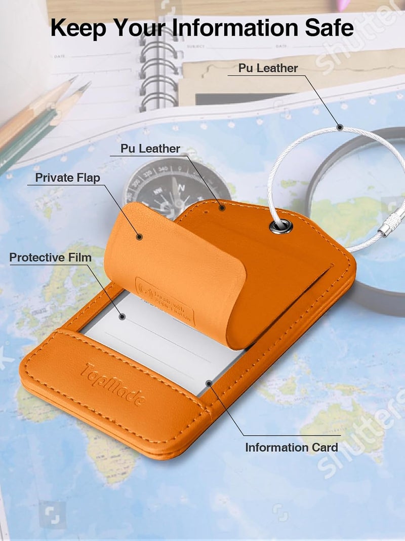 TopMade Smart Luggage Tag with Find My, Premium Leather Luggage Tags for Suitcase, Travel Bags, Backpacks, Anti-Lost Suitcase Tag Tracker for Travel with Privacy Name Card, Rechargeable - Image 5